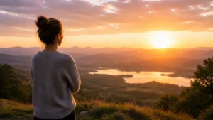 Home Pessoa sozinha em ambiente natural refletindo sobre paz ou alerta em um relacionamento